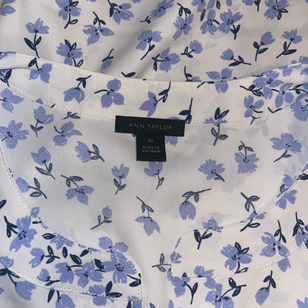 Ann Taylor Blue Floral Top